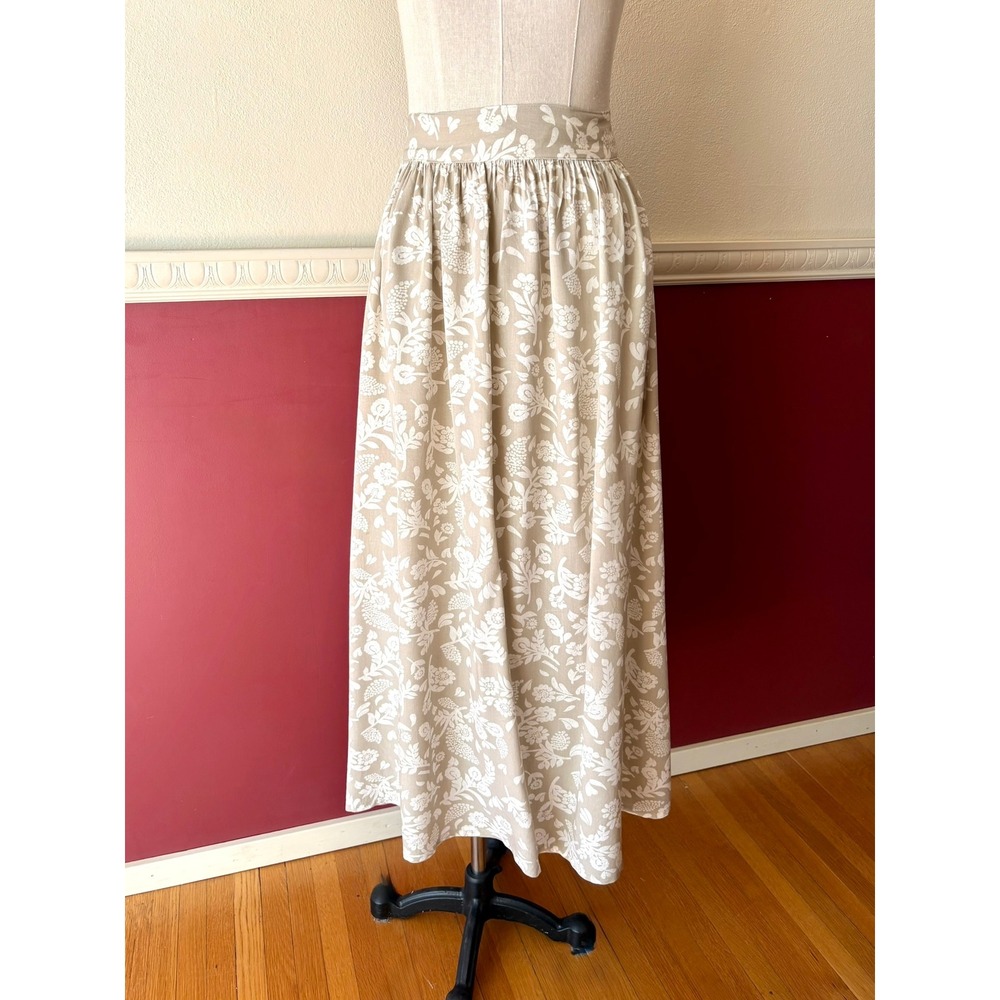 Gina Peters Vintage Floral Maxi Skirt Strapless Dress Beige White Rayon Medium - Picture 2 of 13